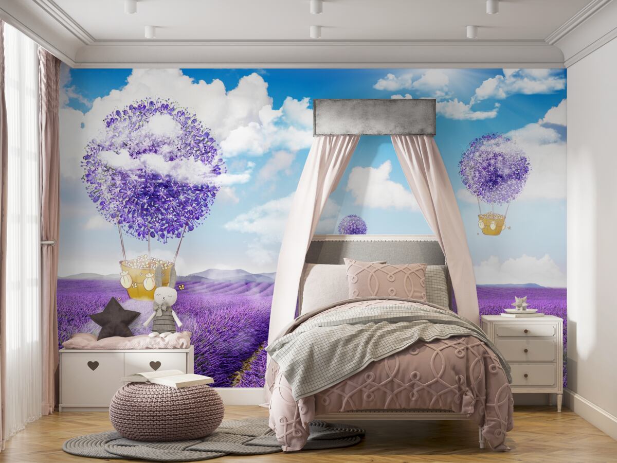 Fototapeta Pole lawendy i balony