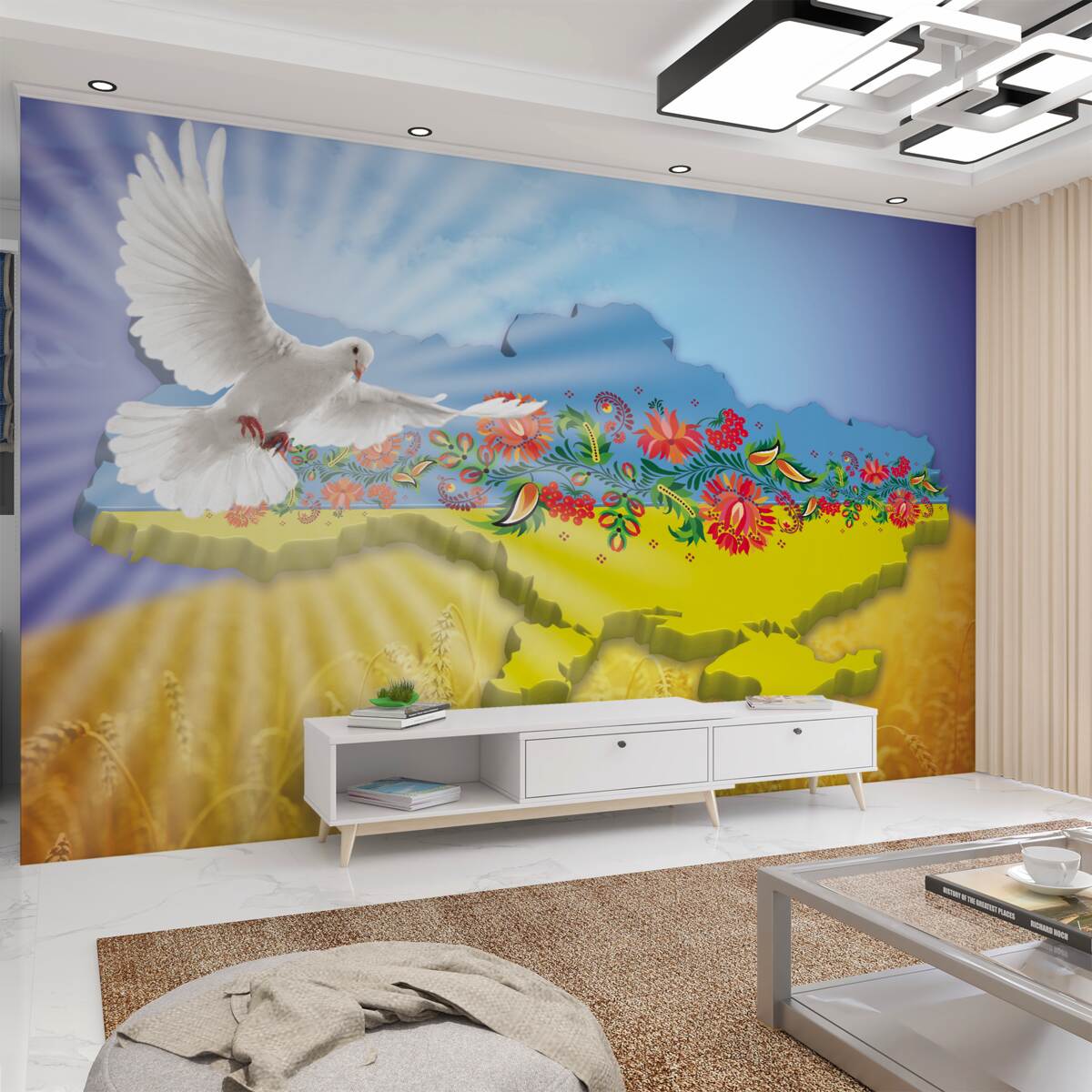 Fototapeta Mapa Ukrainy i gołąb pokoju