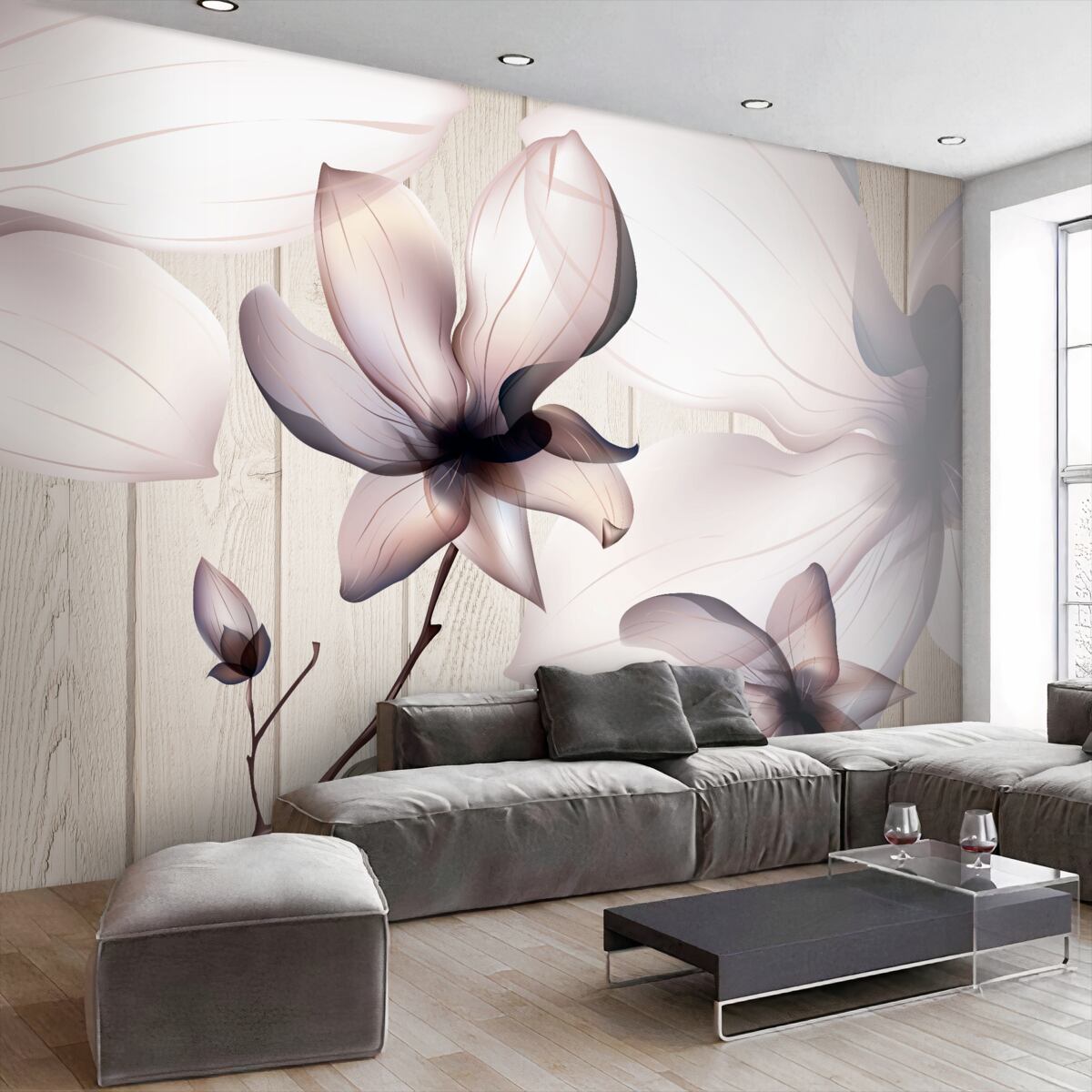 Fototapeta Lekkie, duże kwiaty na drzewie