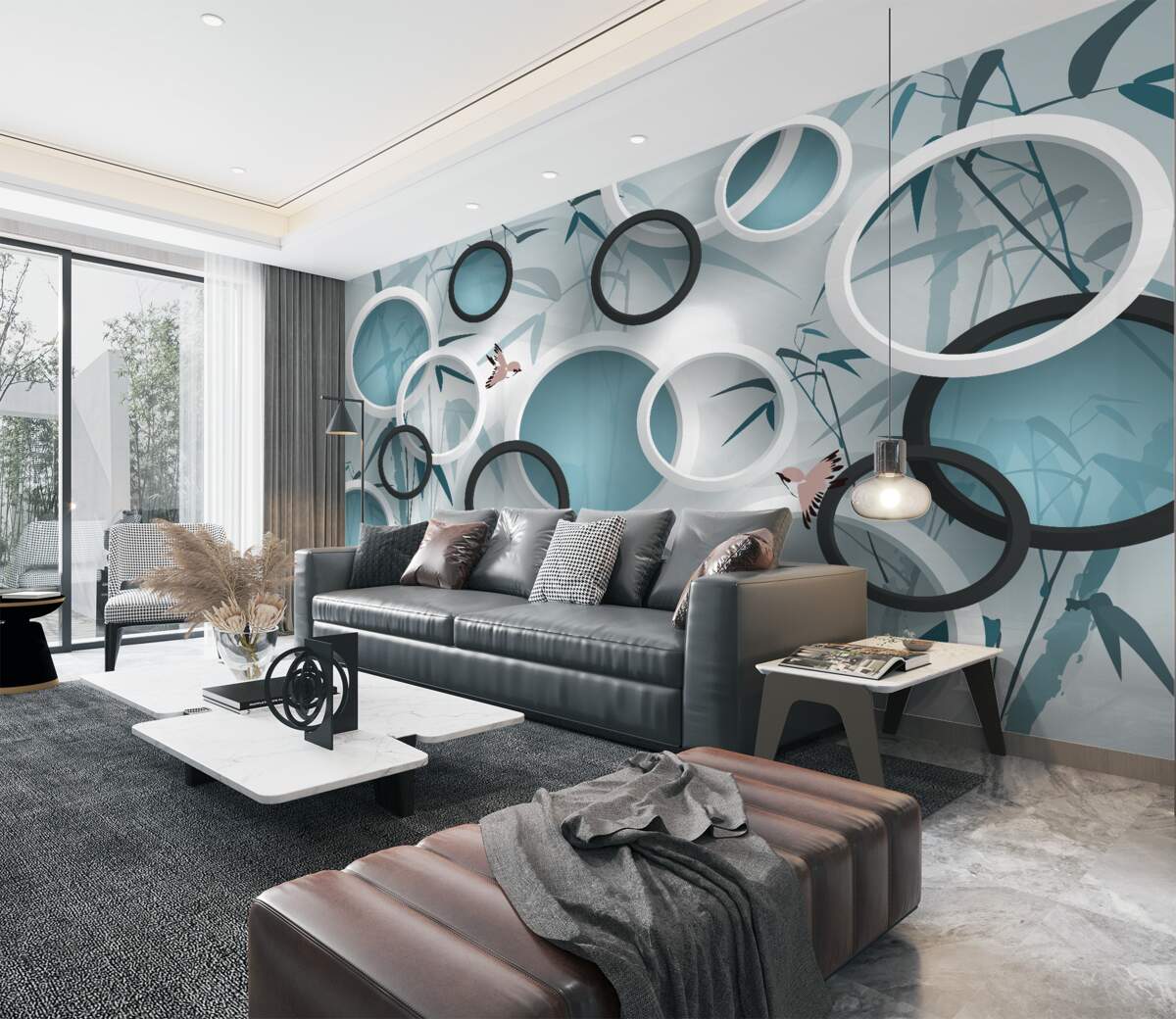 Fototapeta Chaotyczne kręgi w liściach