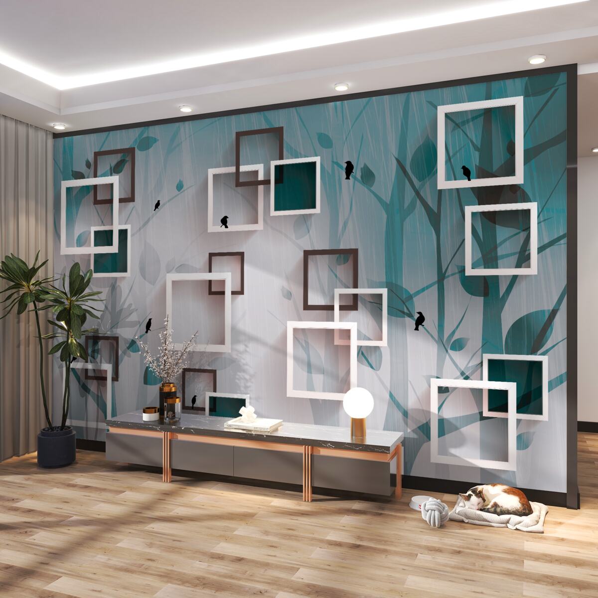 Fototapeta Białe kwadraty na tle natury