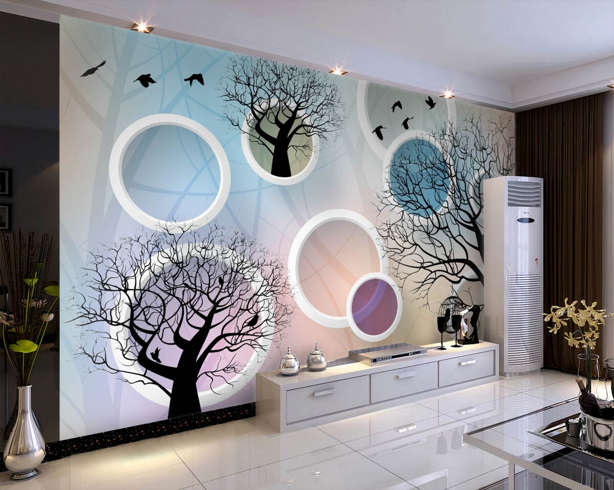 Fototapeta Drzewa i białe kółka są kolorowe