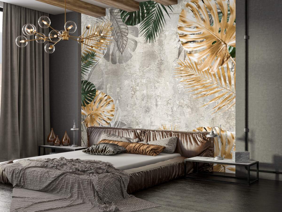 Fototapeta Złota i zielona Monstera