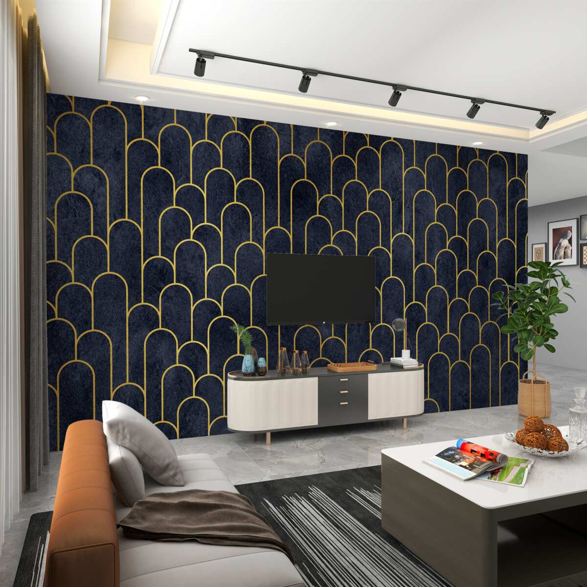 Fototapeta Niebieskie półkoliste kolumny z brązu