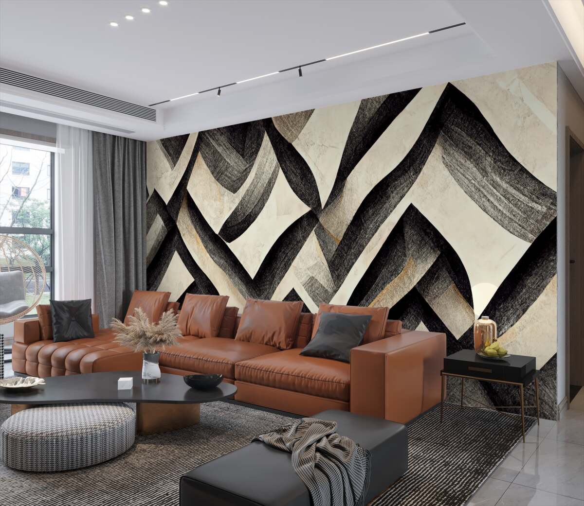 Fototapeta Streszczenie czarne góry i mgła