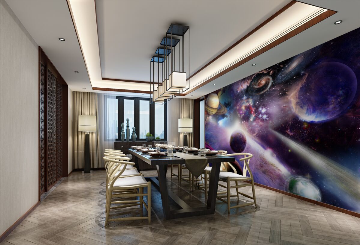 Fototapeta Świecąca przestrzeń i nieograniczone planety