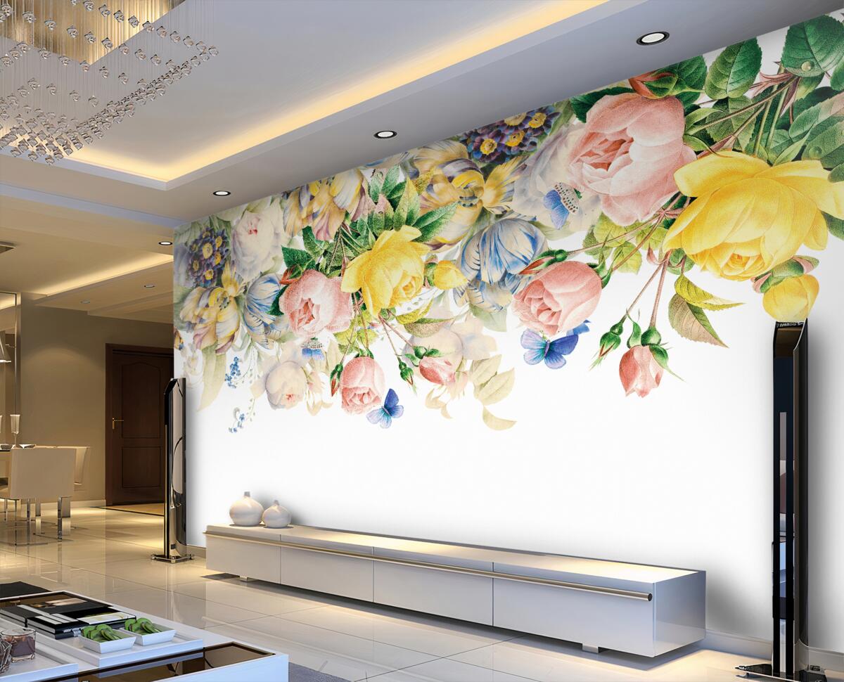 Fototapeta Jasna kompozycja kwiatów i pąków