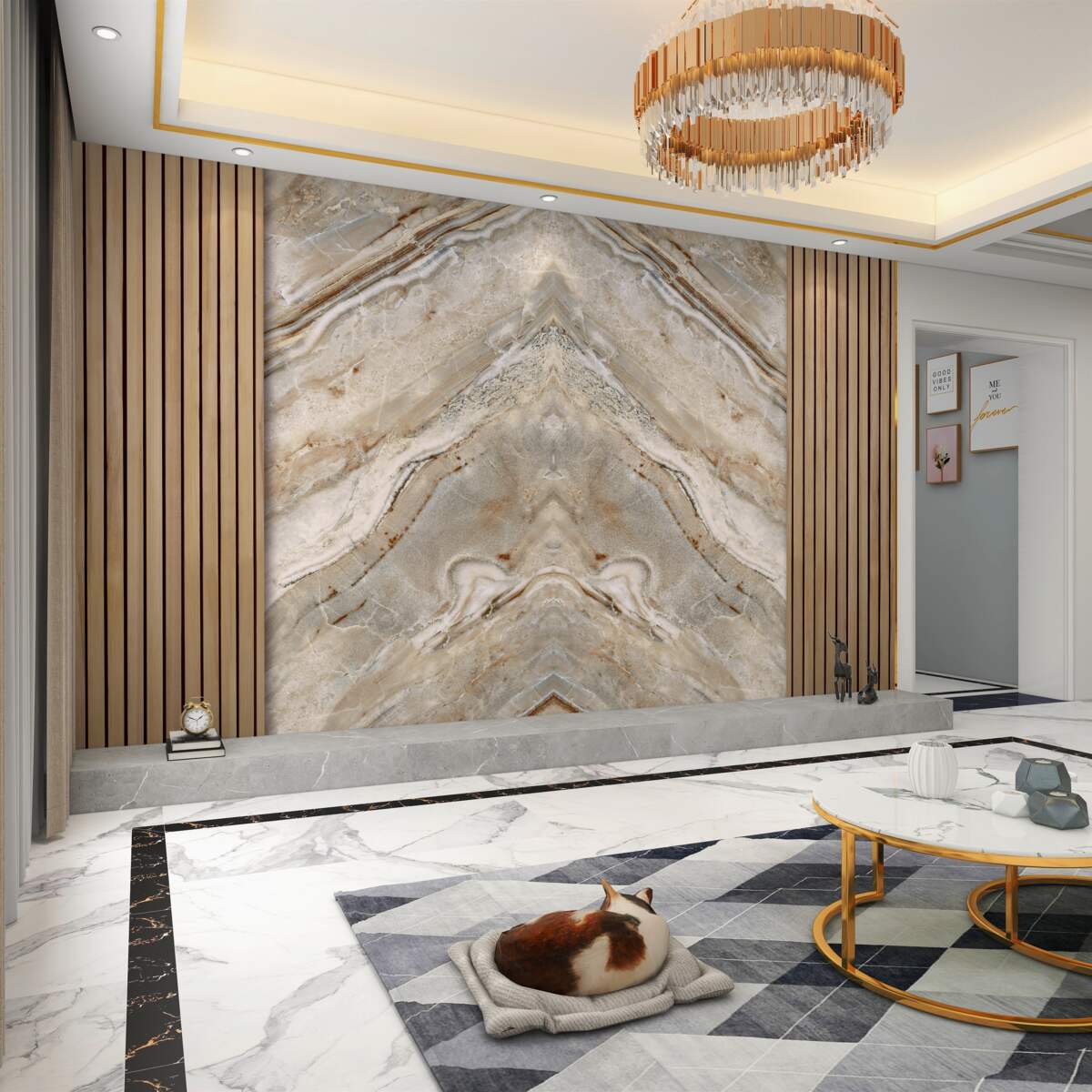 Fototapeta Lekkie marmurkowanie na pionowym drewnie