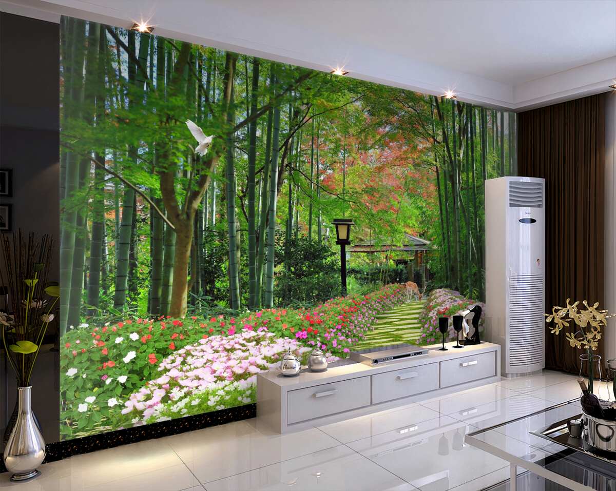 Fototapeta Zielony krajobraz lasu i ścieżki