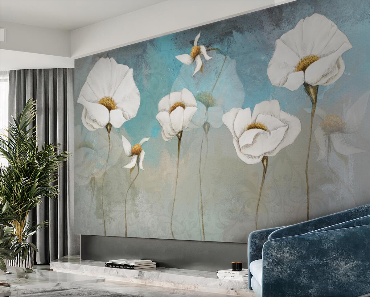 Fototapeta Delikatne białe maki