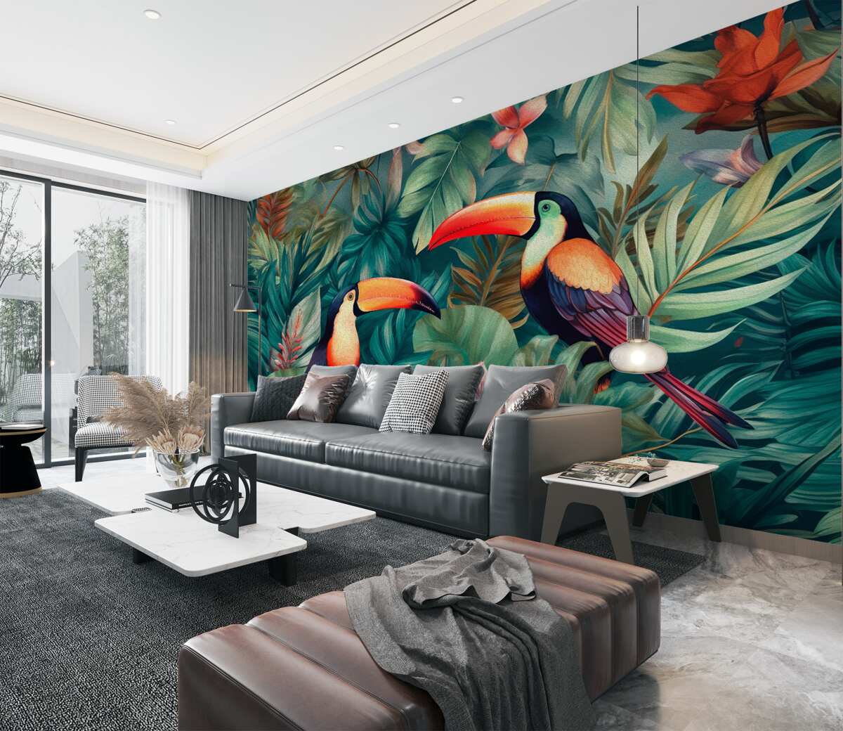 Fototapeta Duże papugi na zielono