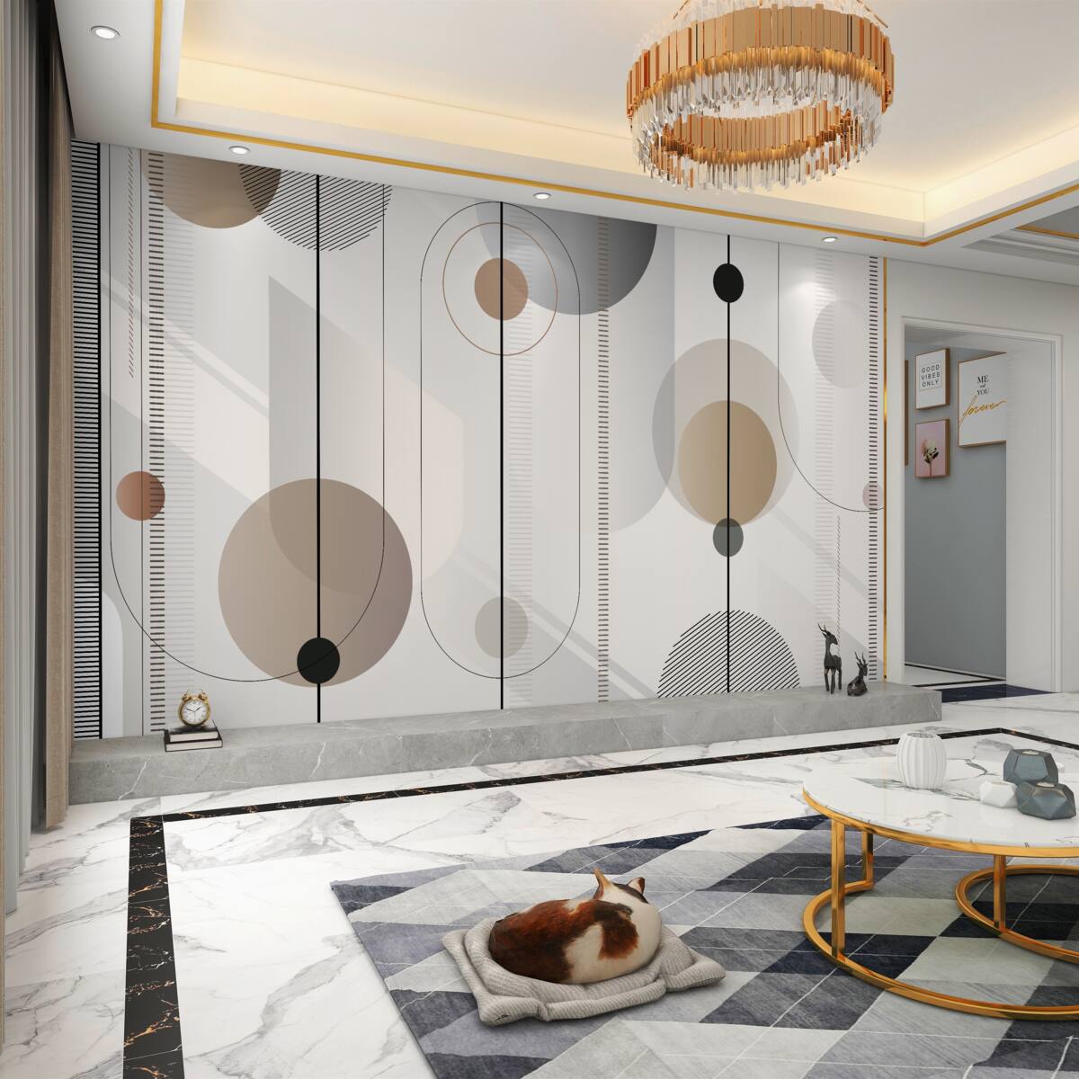 Fototapeta Abstrakcyjne koła i lekkie linie