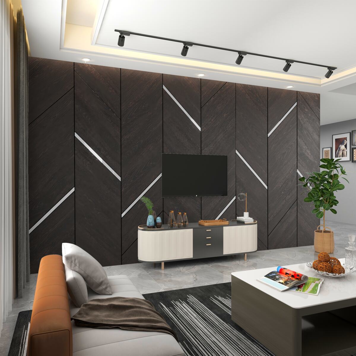 Fototapeta Czarny parkiet z białymi liniami