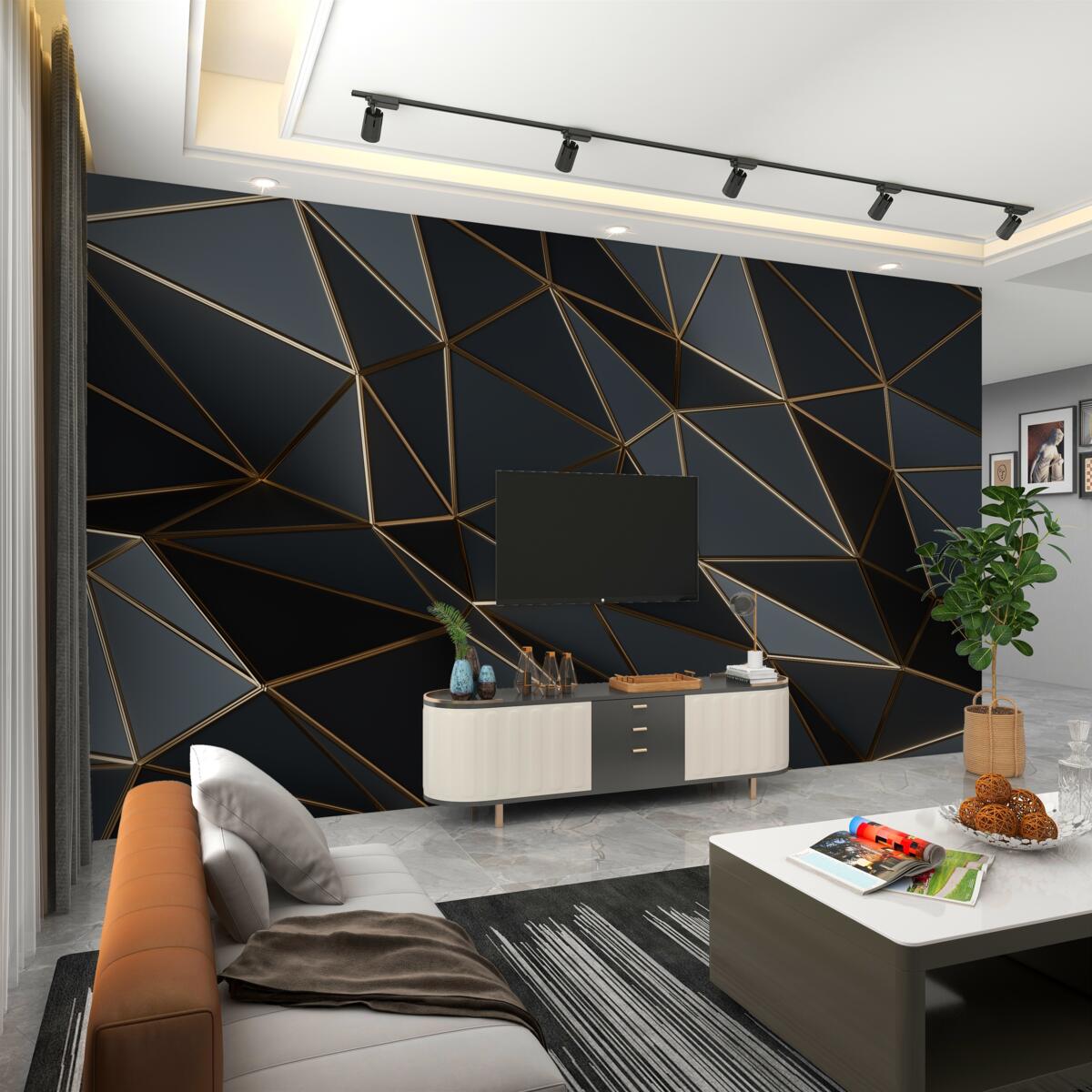 Fototapeta Czarne wolumetryczne figury 3D