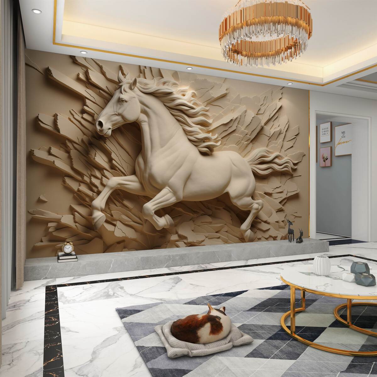 Fototapeta Trójwymiarowa figura biegnącego konia