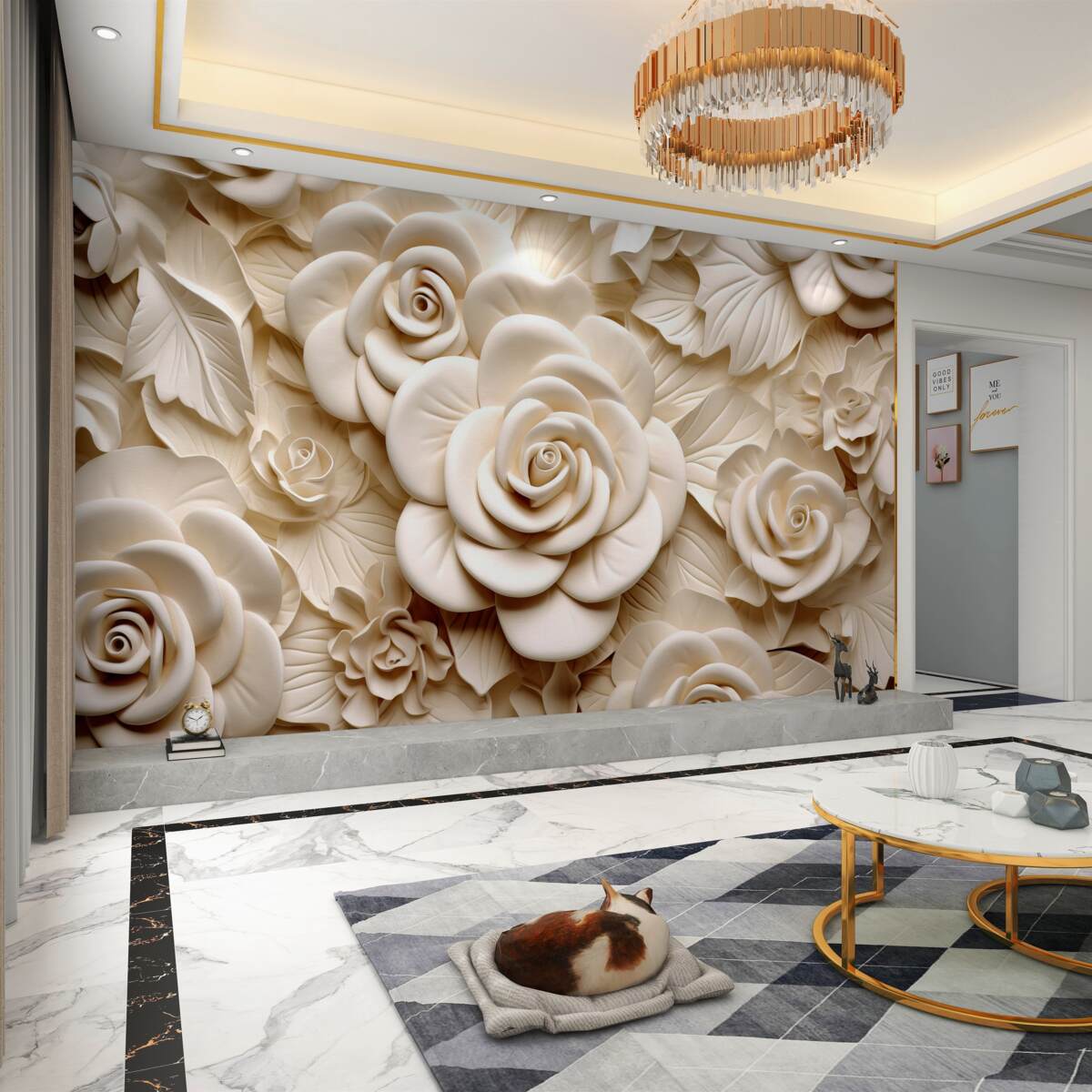 Fototapeta Różany tynk wolumetryczny