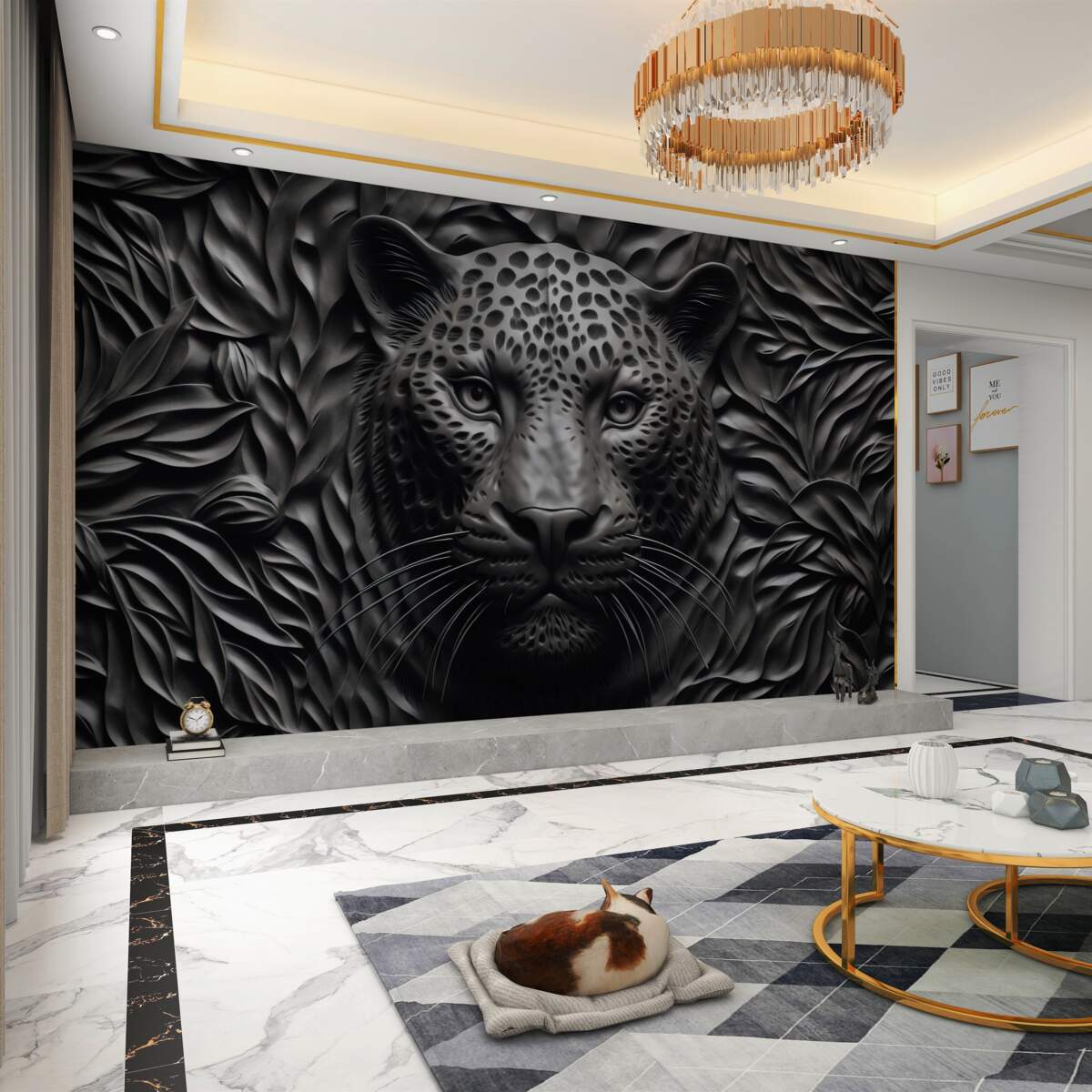 Fototapeta Trójwymiarowy tygrys na czarnym drzewie