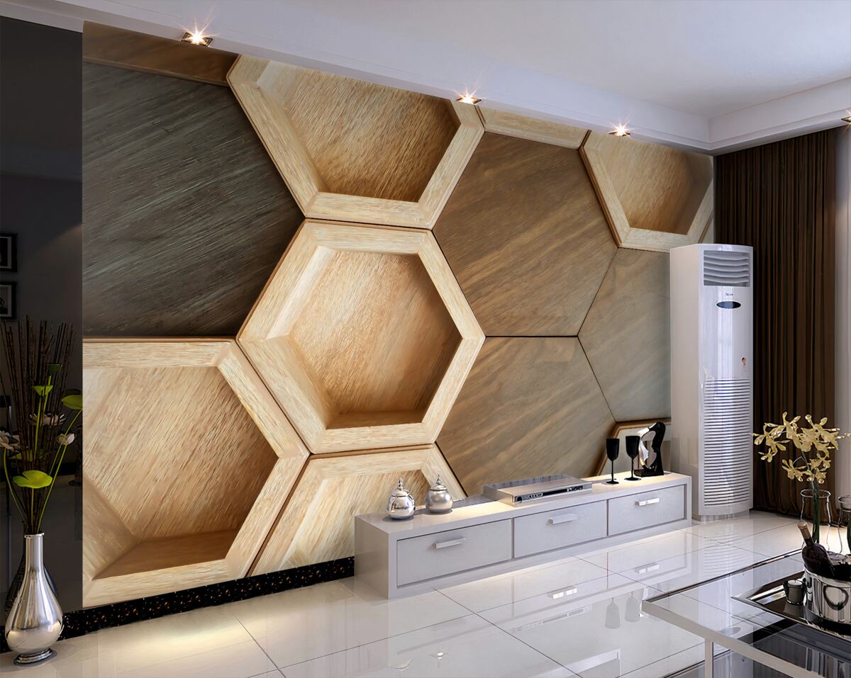 Fototapeta Drewniane plastry miodu w różnych kolorach