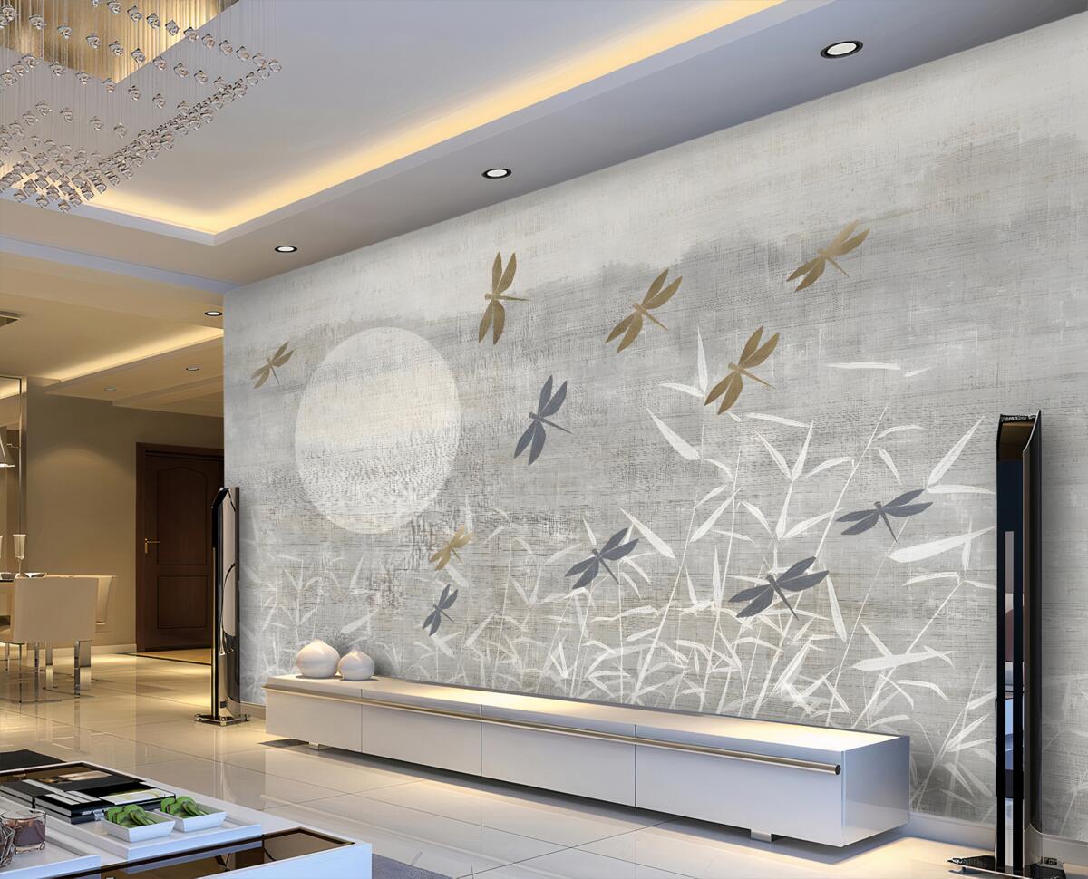 Fototapeta Ważki latają nad polem