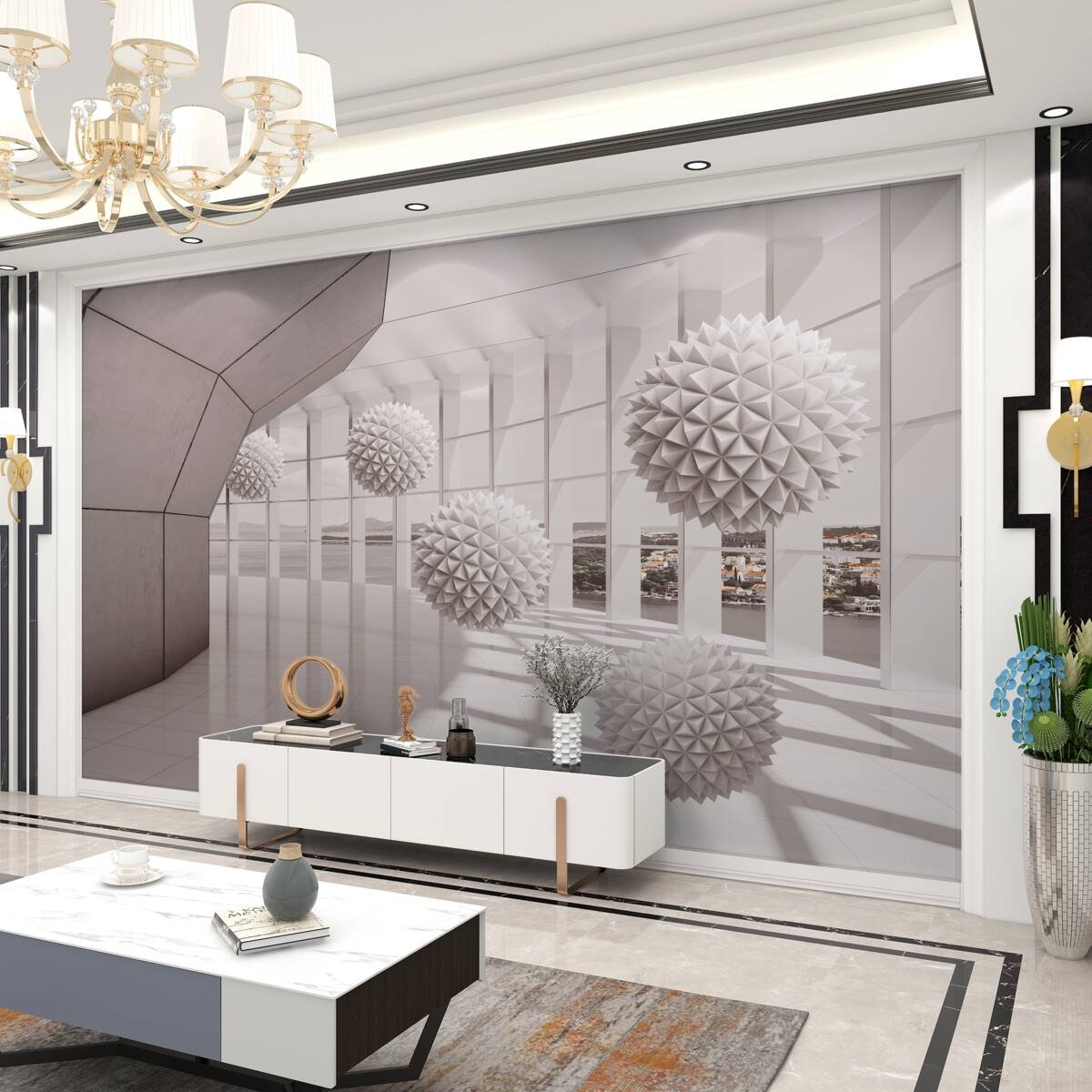 Fototapeta Kolczaste, kolczaste kule w tunelu