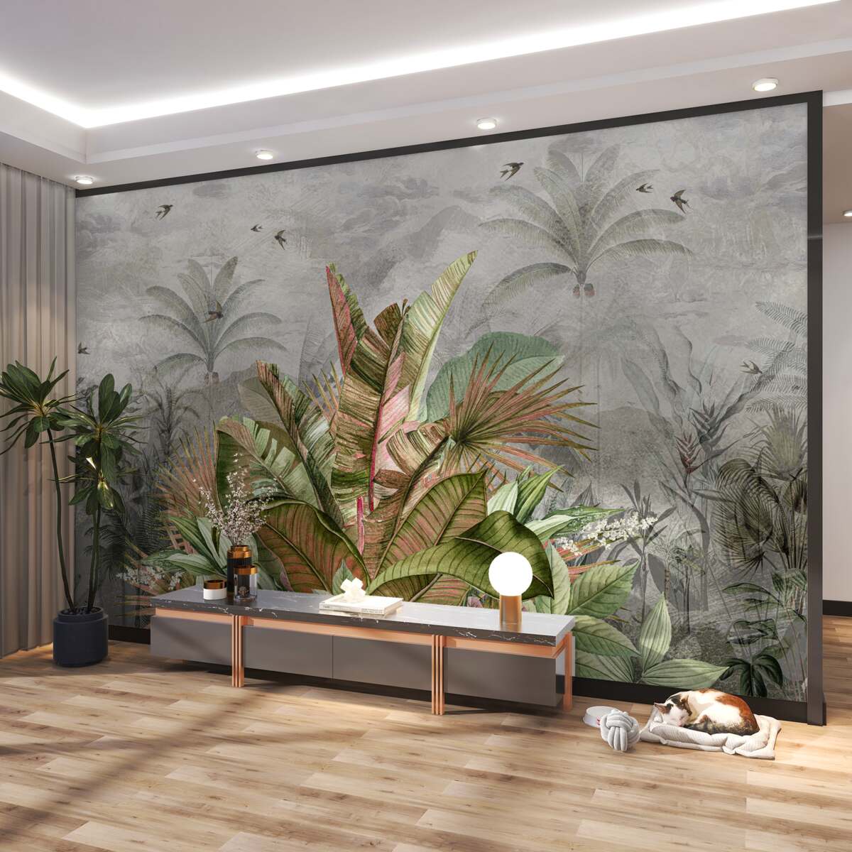 Fototapeta Skład paproci we mgle