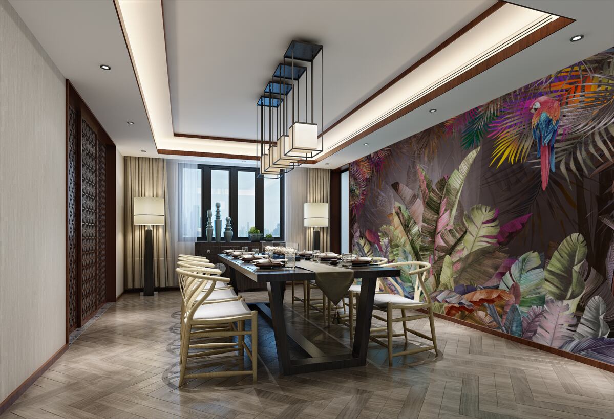 Fototapeta Świecące liście lasu deszczowego w nocy