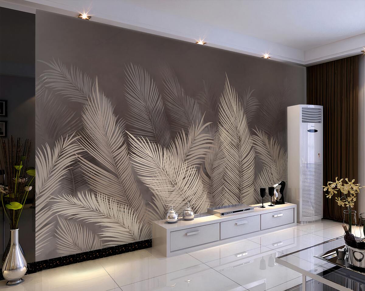 Fototapeta Gęste liście paproci wieczorem