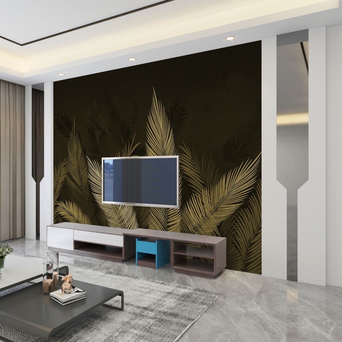 Fototapeta Liście paproci w nocnym lesie