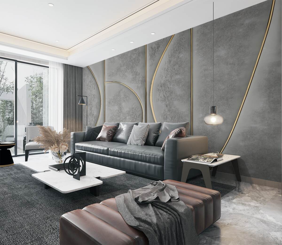 Fototapeta Szara tekstura ze złotymi liniami