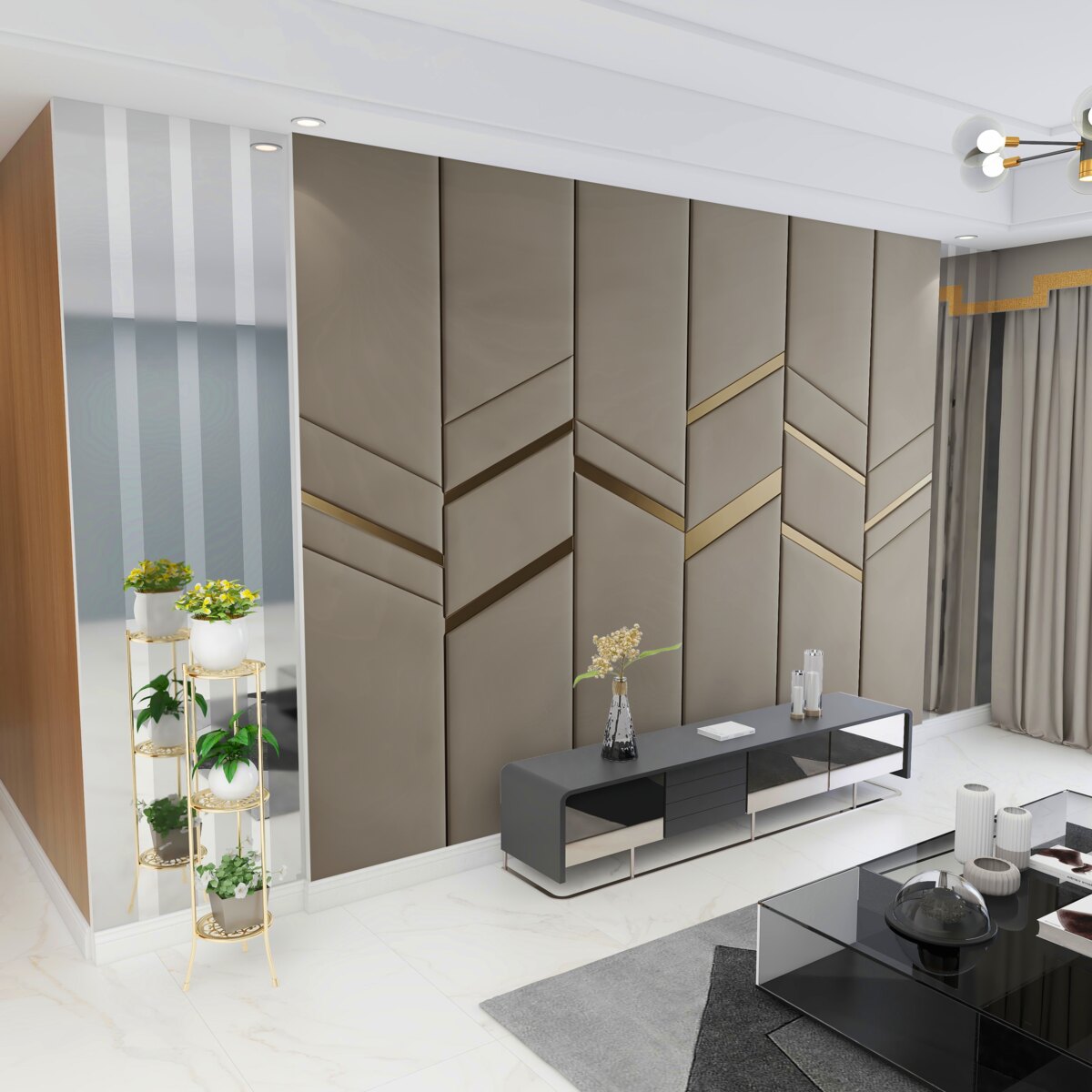 Fototapeta Złoty podział na jasnym drewnie