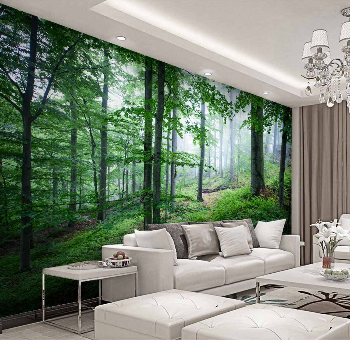 Fototapeta W lesie opada mgła