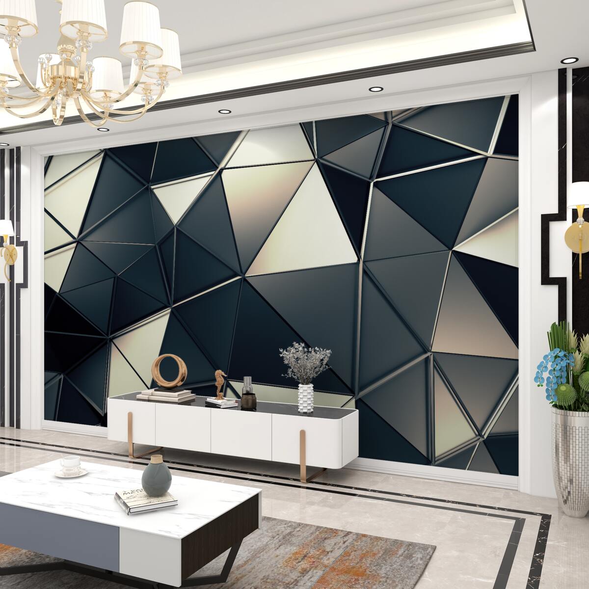 Fototapeta Abstrakcyjne trójkąty w blasku