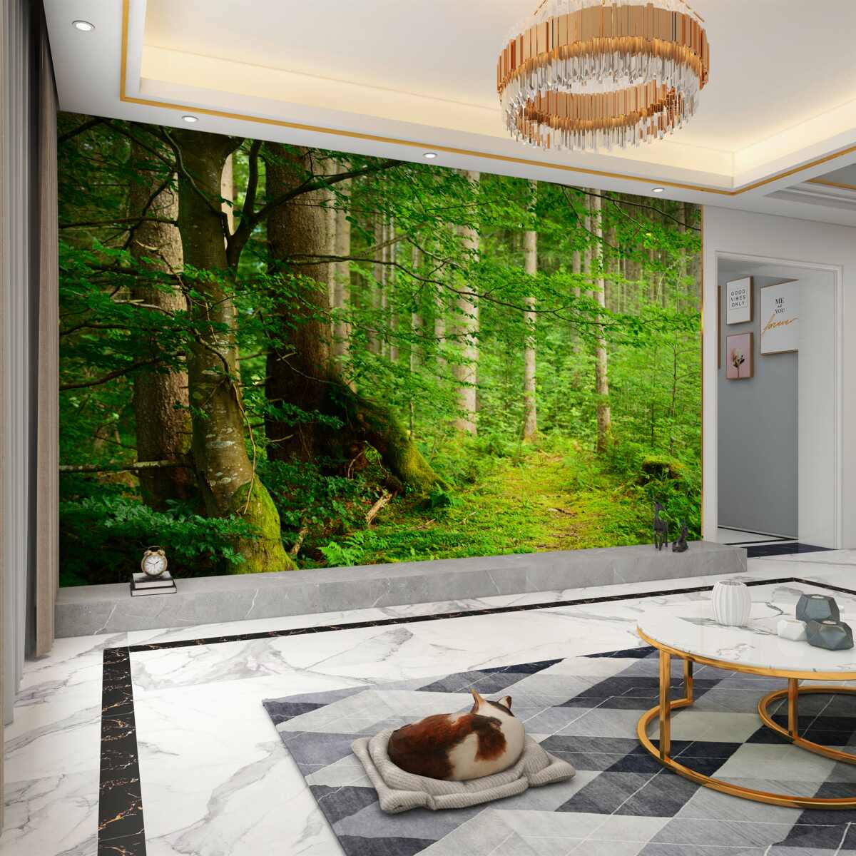 Fototapeta Gęsty letni las w zieleni