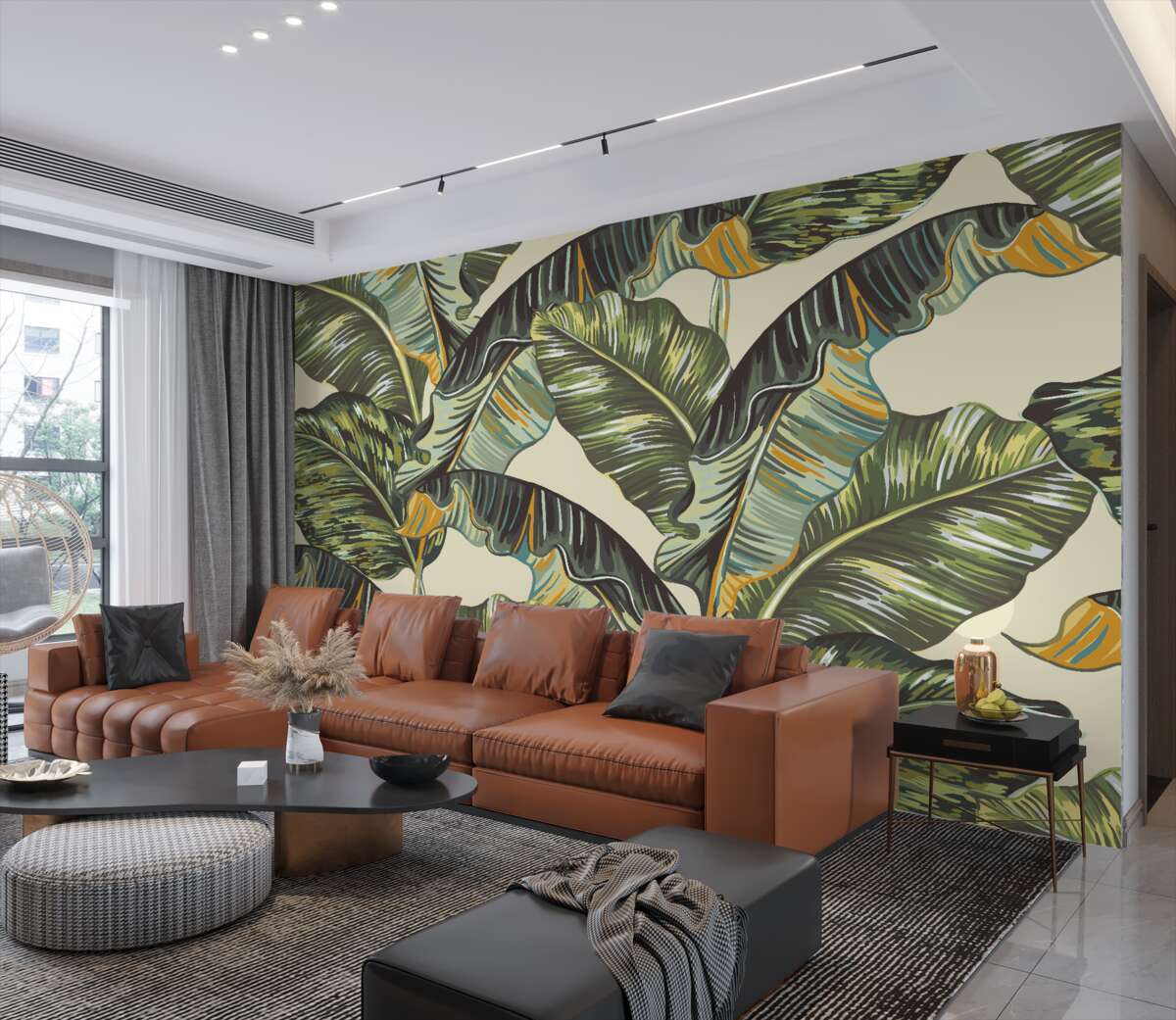 Fototapeta Obfitość kwiatów na liściach paproci