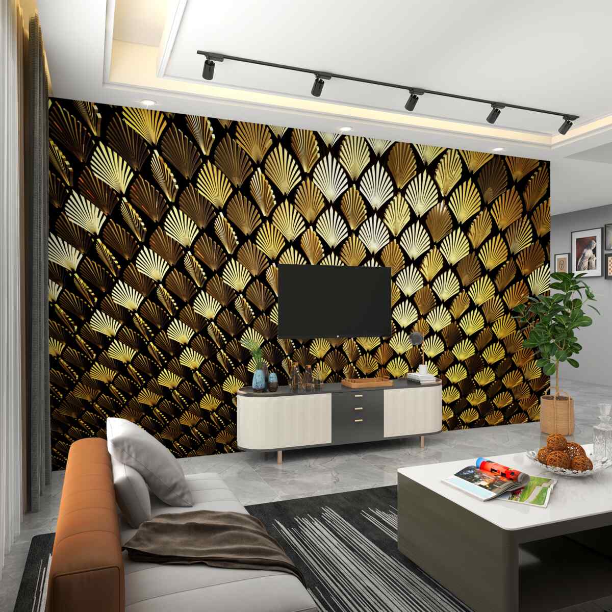 Fototapeta Złota abstrakcja z paproci