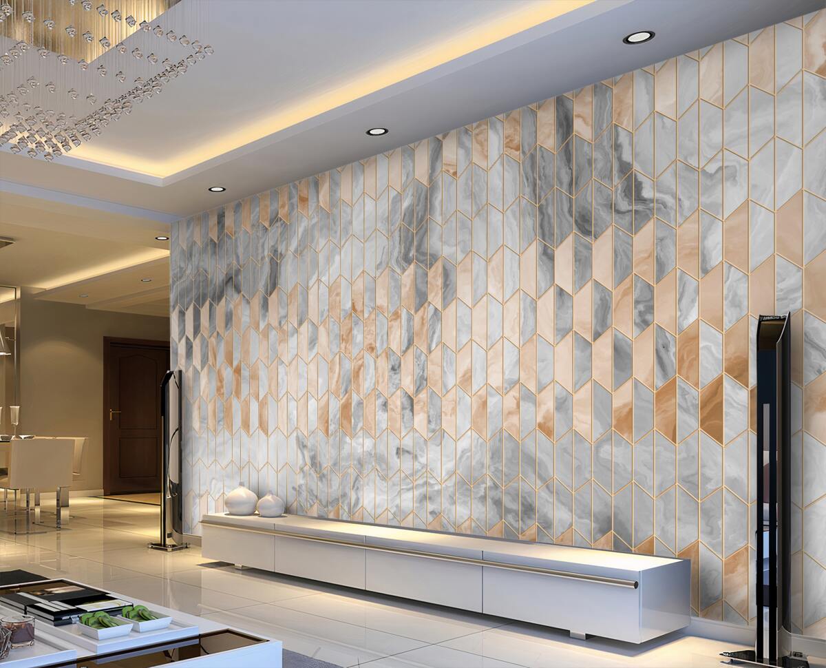 Fototapeta Geometria szaro-złota na marmurze