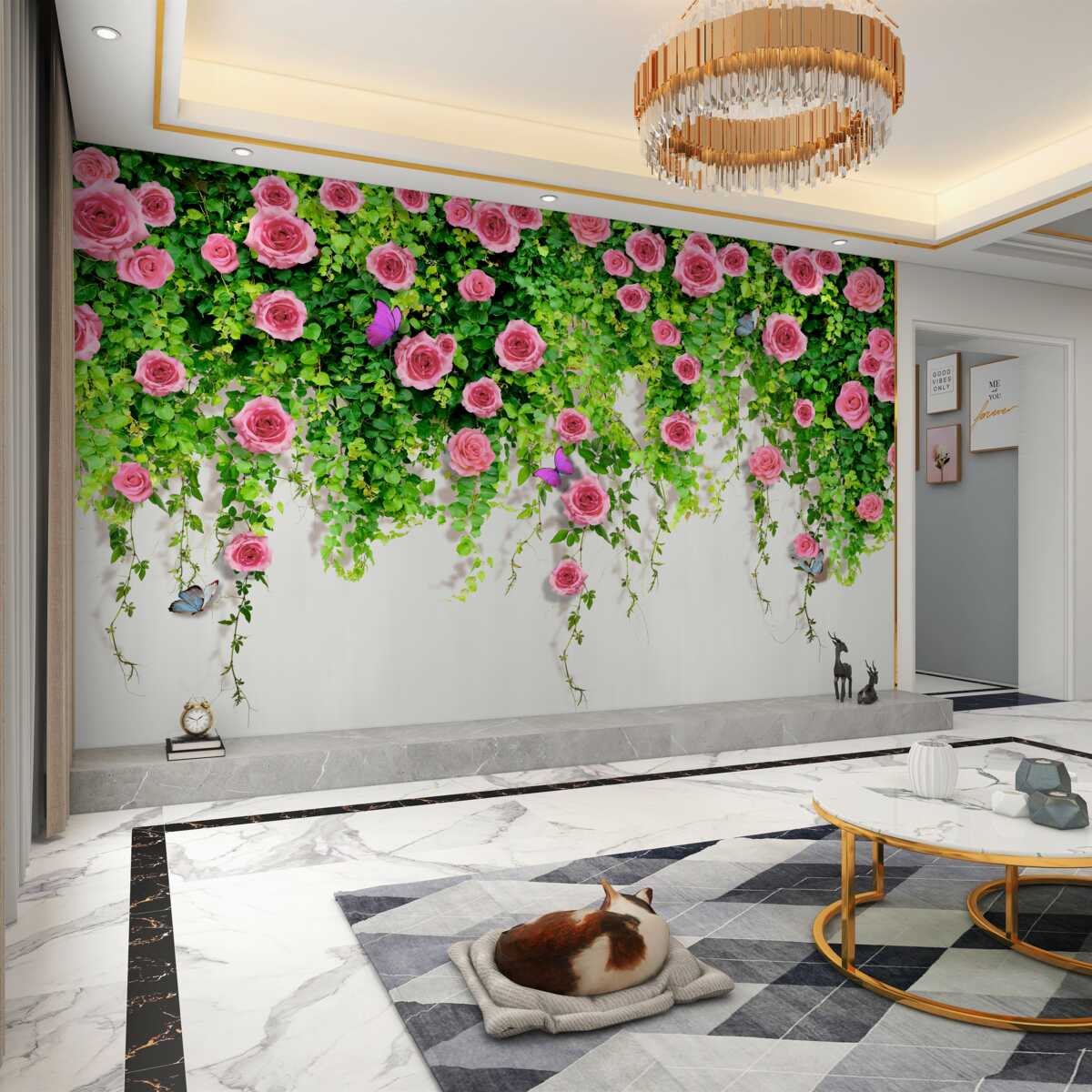 Fototapeta Jasnoróżowe róże krzewiaste