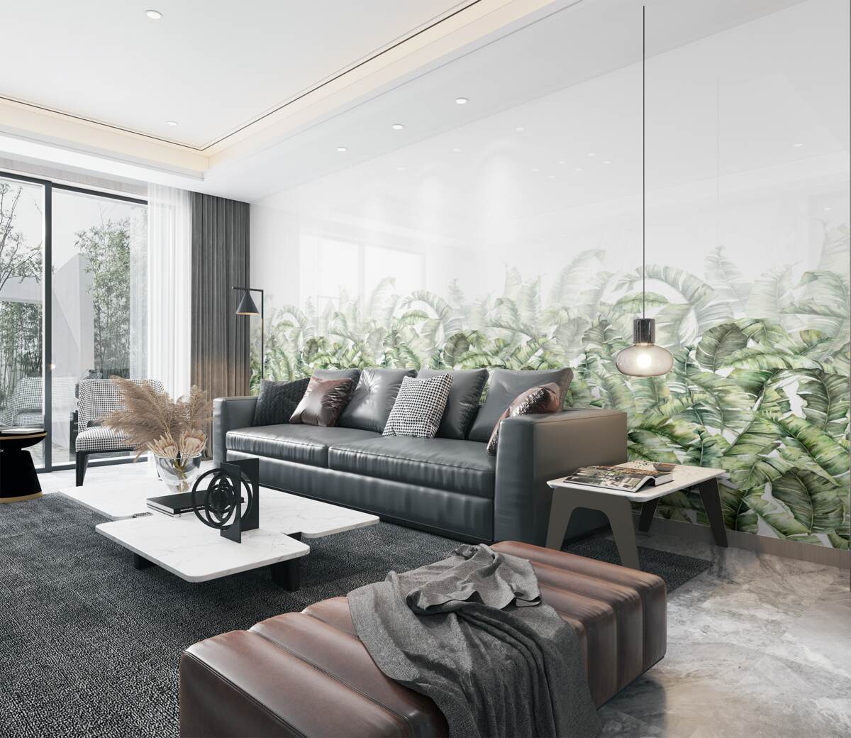 Fototapeta Gęsta biała paproć i mgła