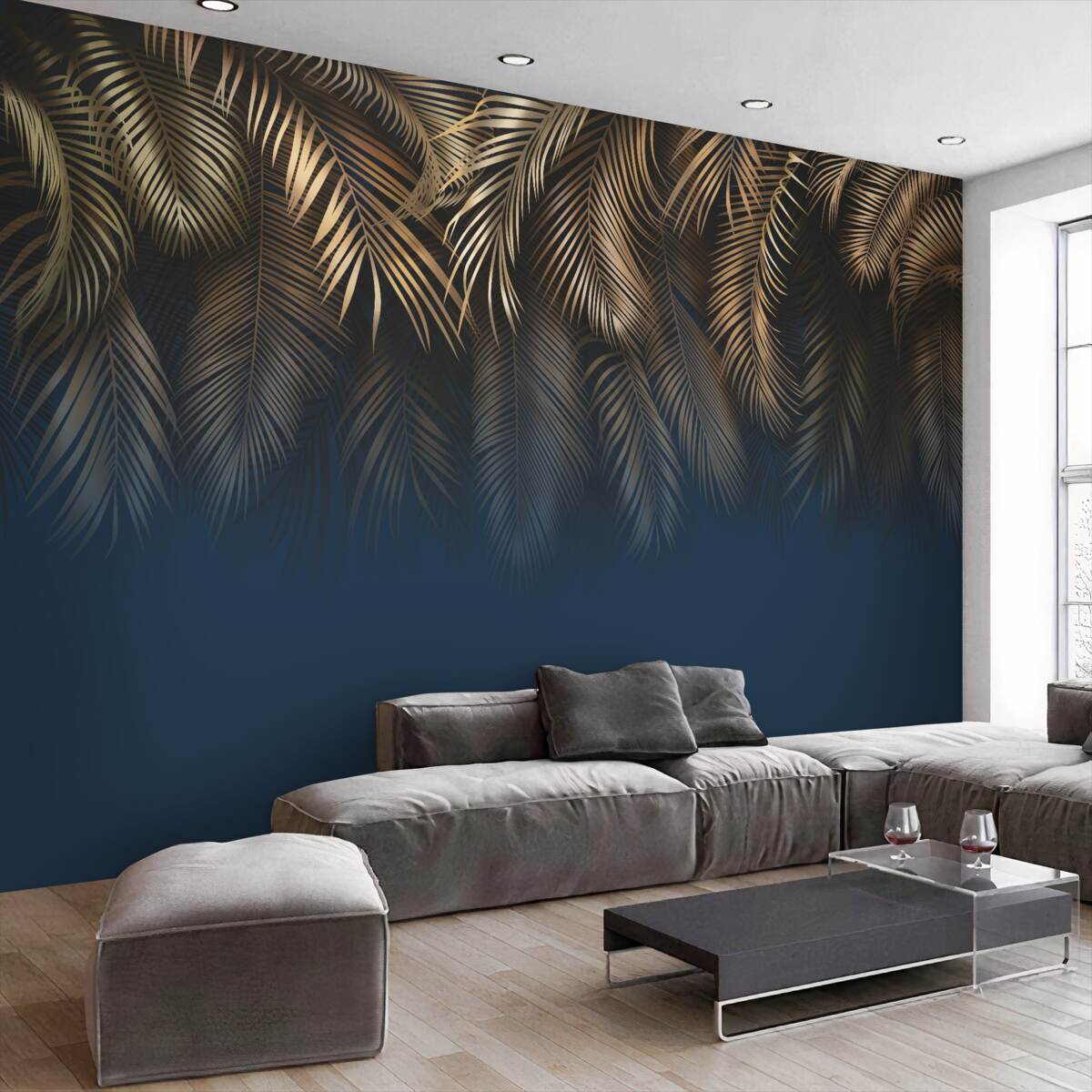 Fototapeta Złote liście paproci w nocy