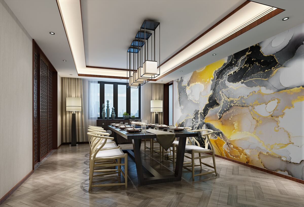 Fototapeta Czarno-złota plama na szarym marmurze