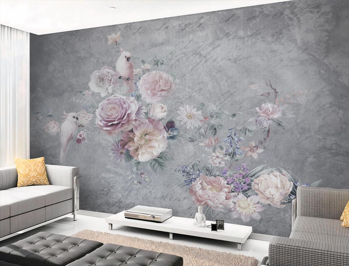 Fototapeta Kompozycja bukietu z papugami