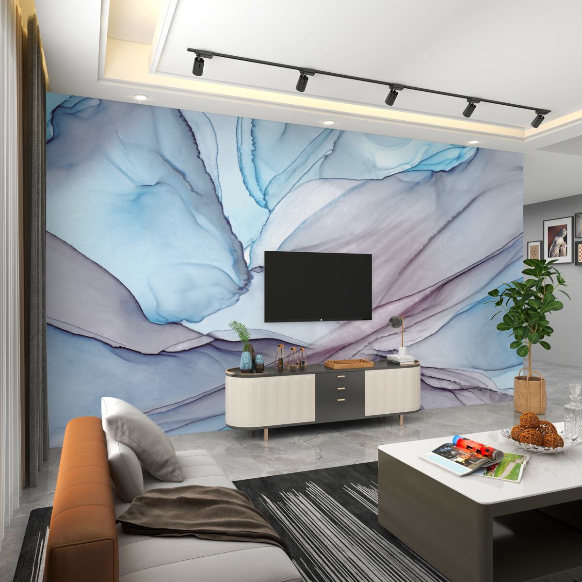 Fototapeta Jasnoniebieski marmur z plamami