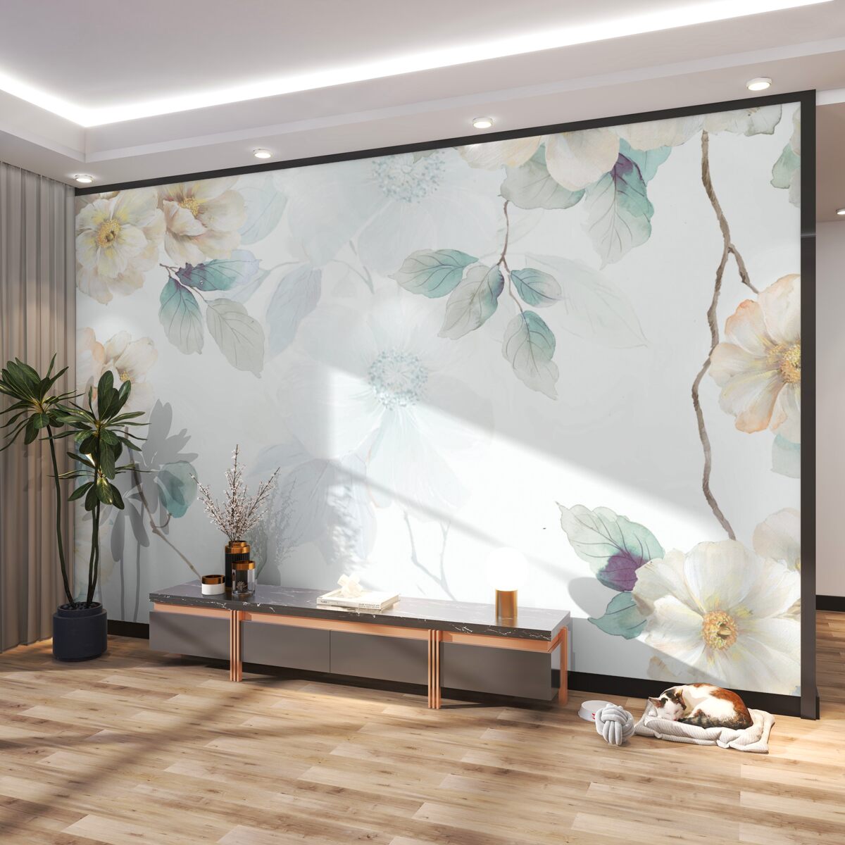 Fototapeta Delikatne pąki kwiatowe na gałązkach