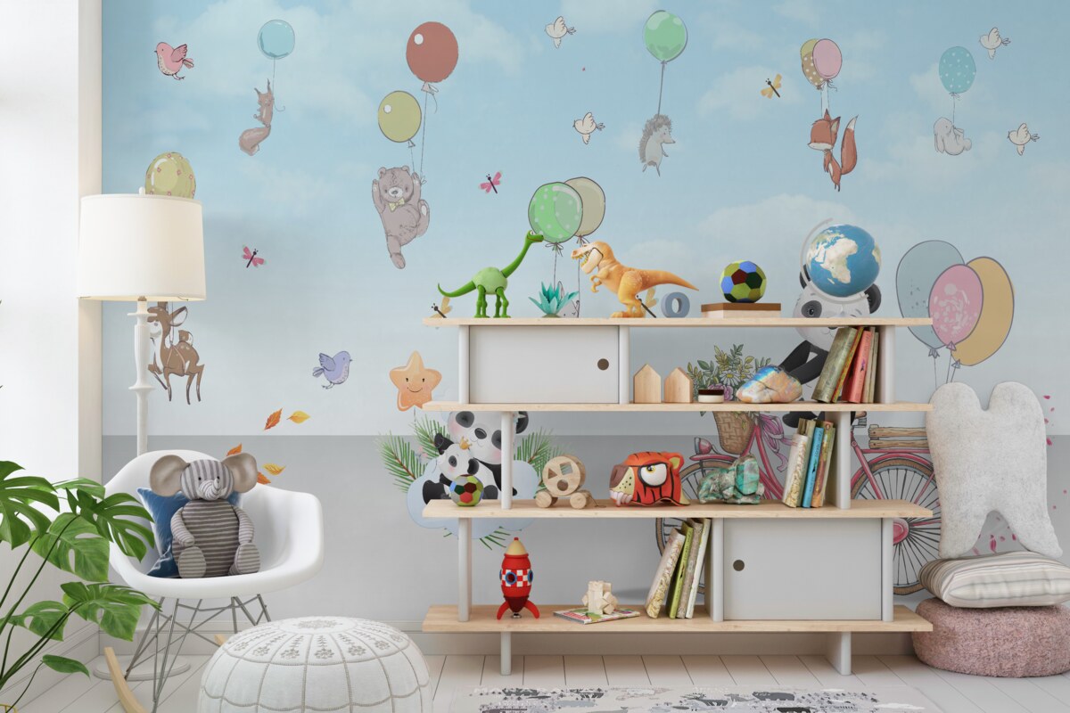 Fototapeta Panda i inne zwierzęta na balonach