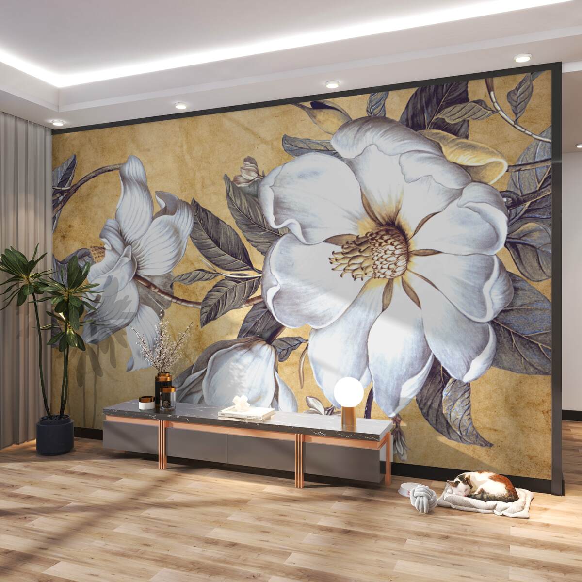 Fototapeta Białe pąki kwiatowe na gałęziach