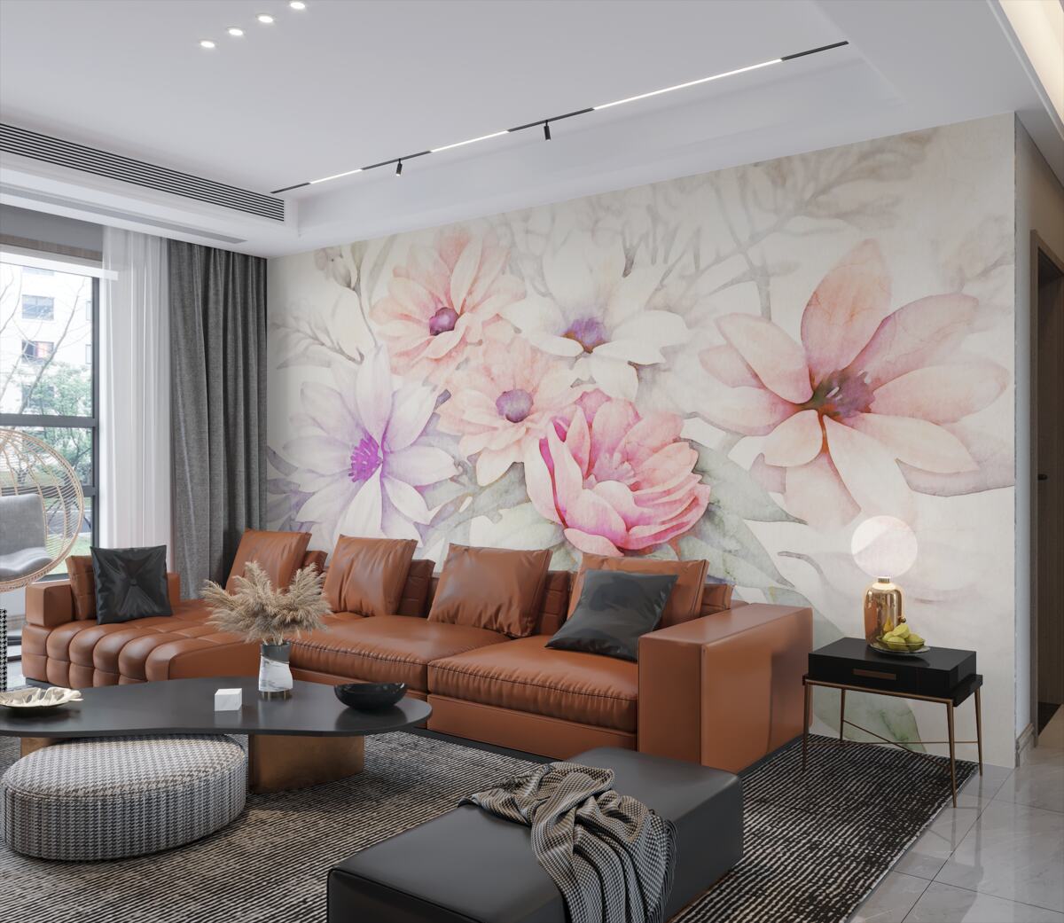 Fototapeta Delikatne pąki kwiatowe w akwareli