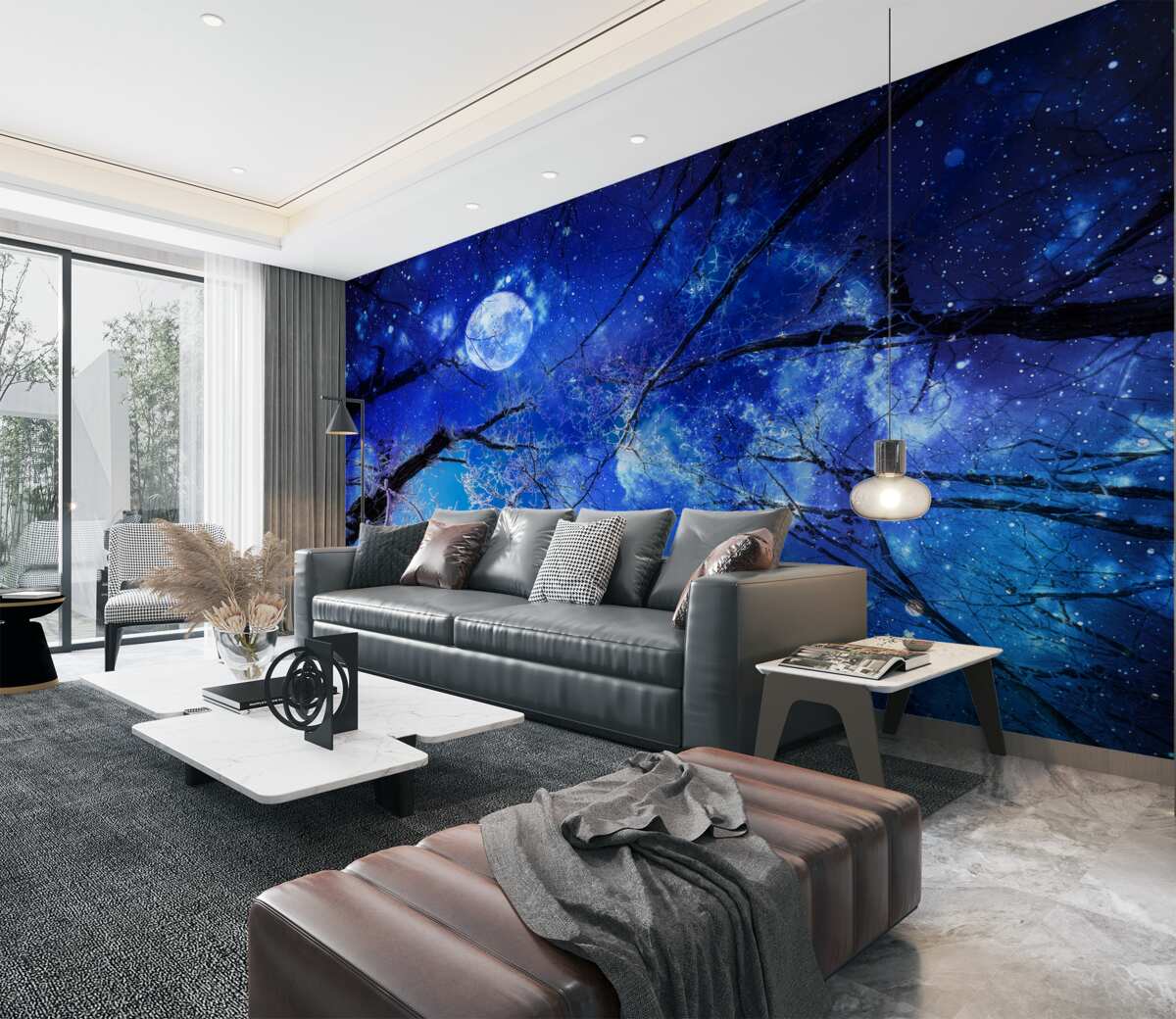 Fototapeta Nocne niebo i jasny księżyc