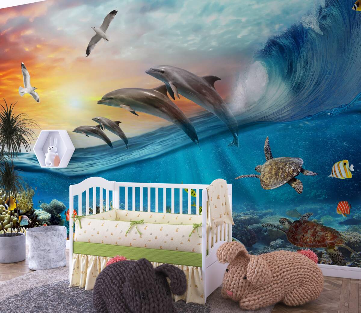 Fototapeta Delfiny skaczą z fal