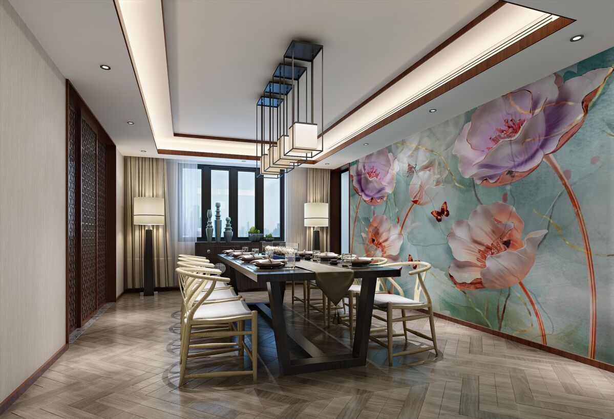 Fototapeta Wielokolorowe maki z motylami