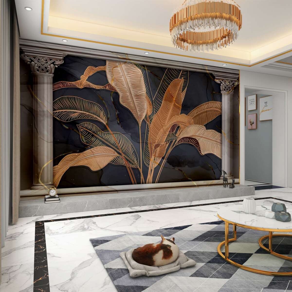 Fototapeta Złota paproć w kokardce